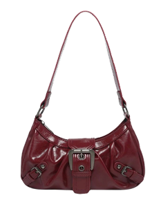Maroon Faux Leather Shoulder Bag